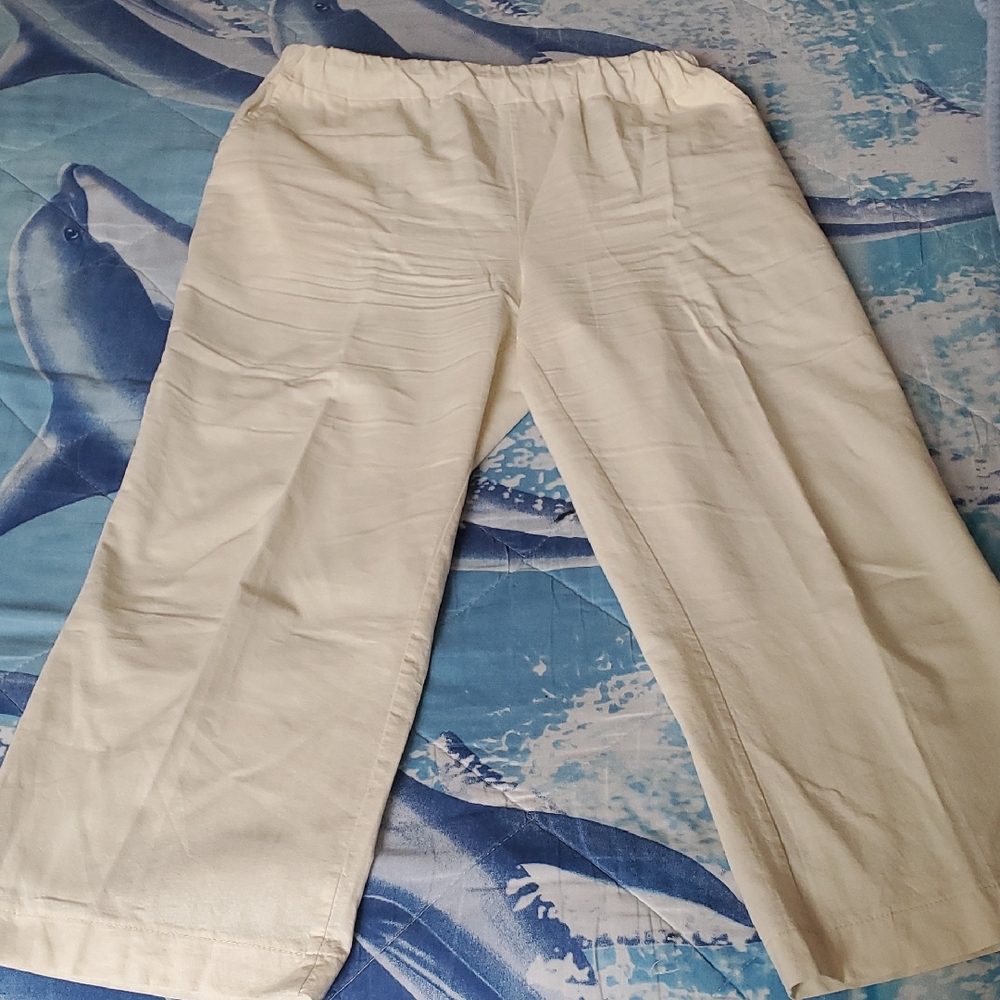 Cream Wide-Leg Pants